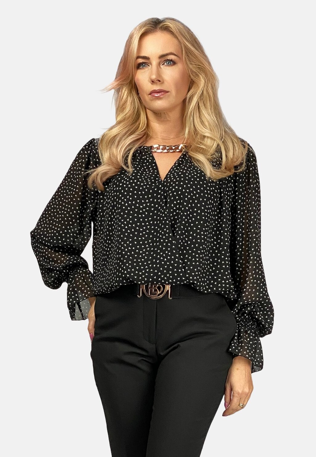 

Блузка WITH CHAIN REGINA FASHION, цвет black with beige print