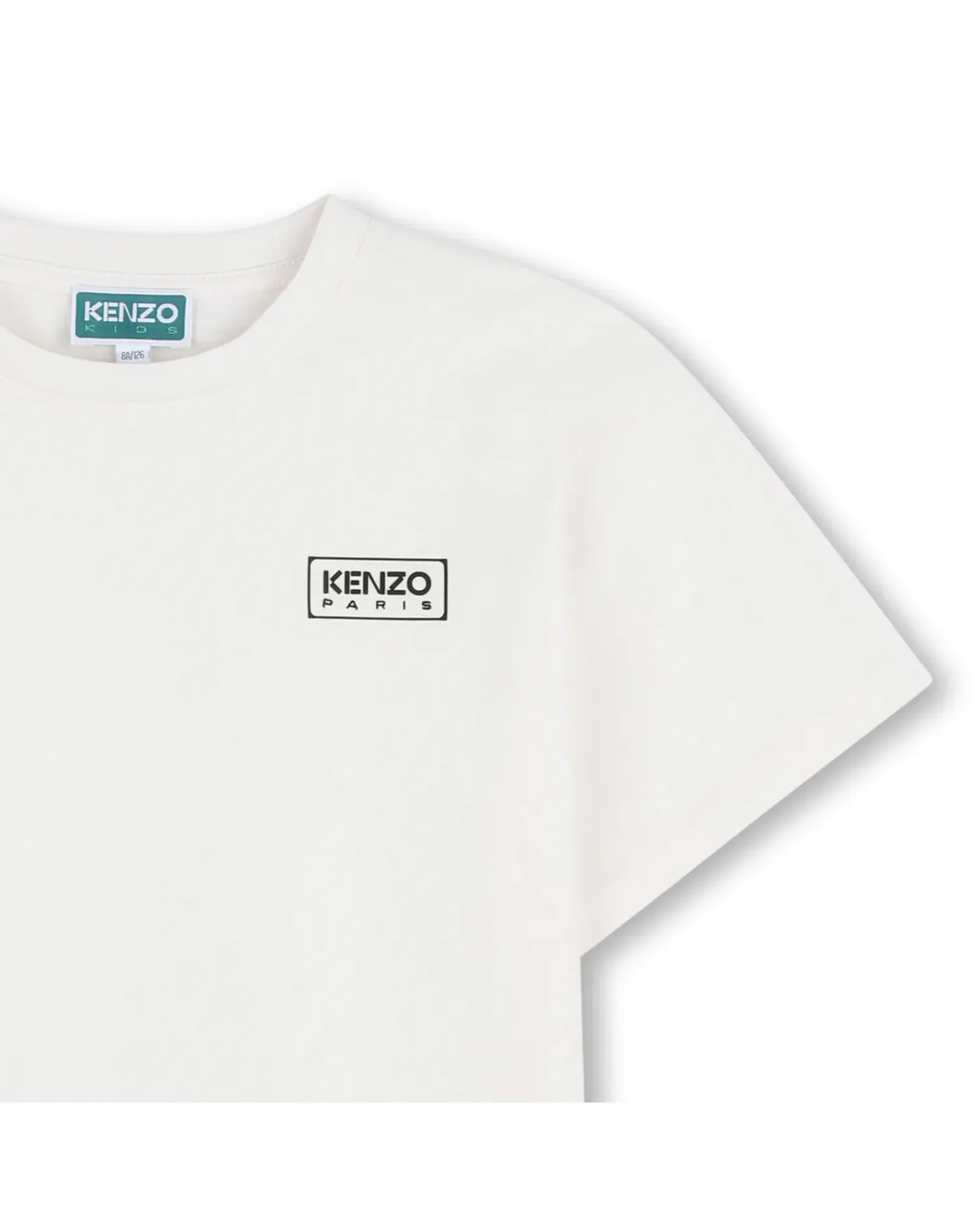 Детская унисекс-футболка с французским рукавом, однотонная, из хлопка Kenzo Kids, белый — фото 2