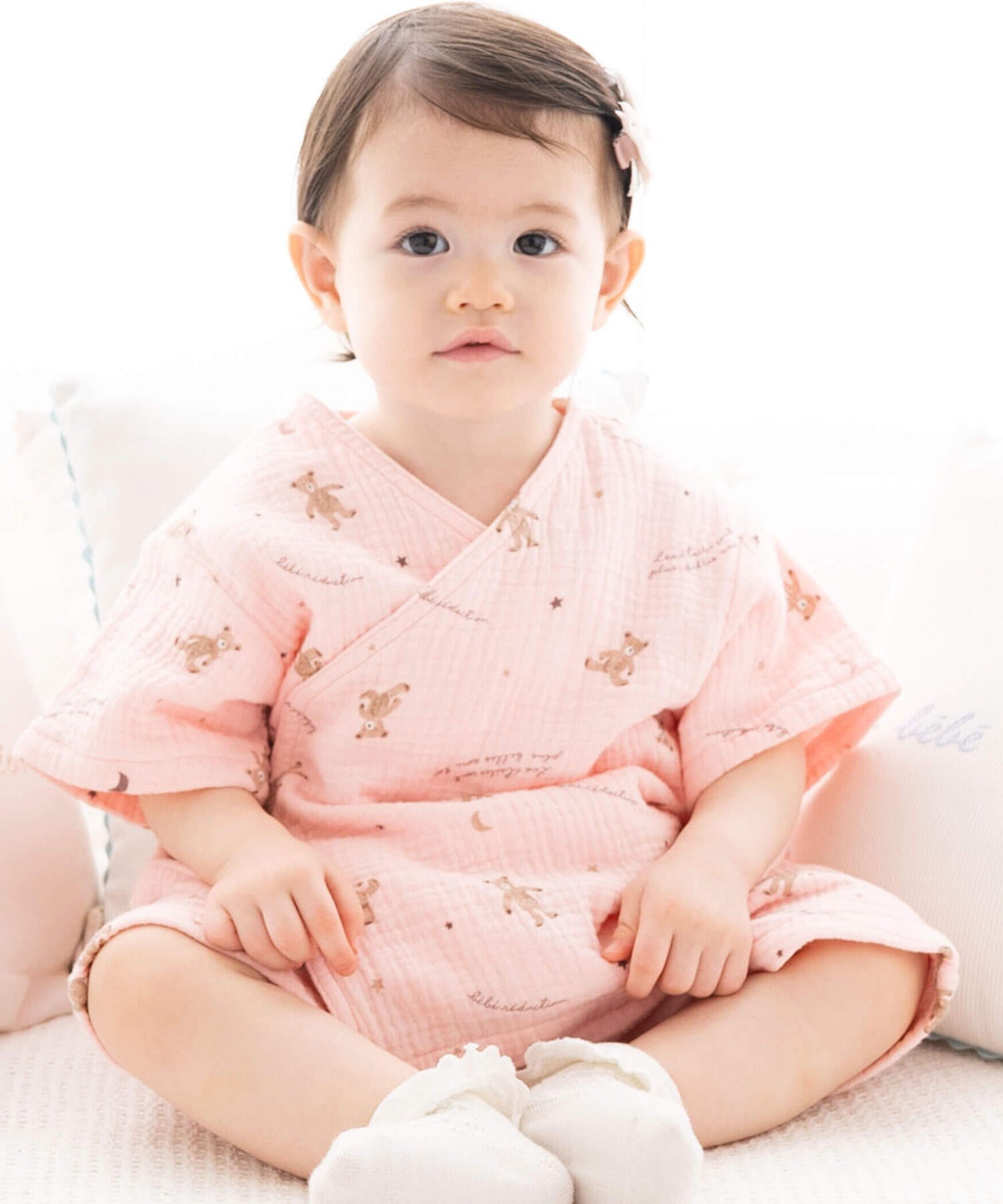 Комбинезон-халат из марли с принтом в виде медведя (70-90 см) Fillot de bebe reduction, Pink