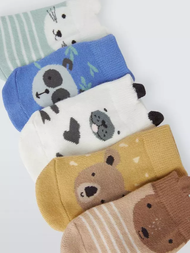 

Носки John Lewis Baby Animals Organic Cotton Blend 5 шт, разноцветный