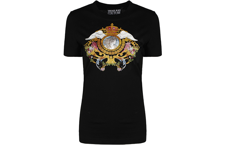 

VERSACE JEANS COUTURE Футболка женская черная, Черный, VERSACE JEANS COUTURE Футболка женская черная