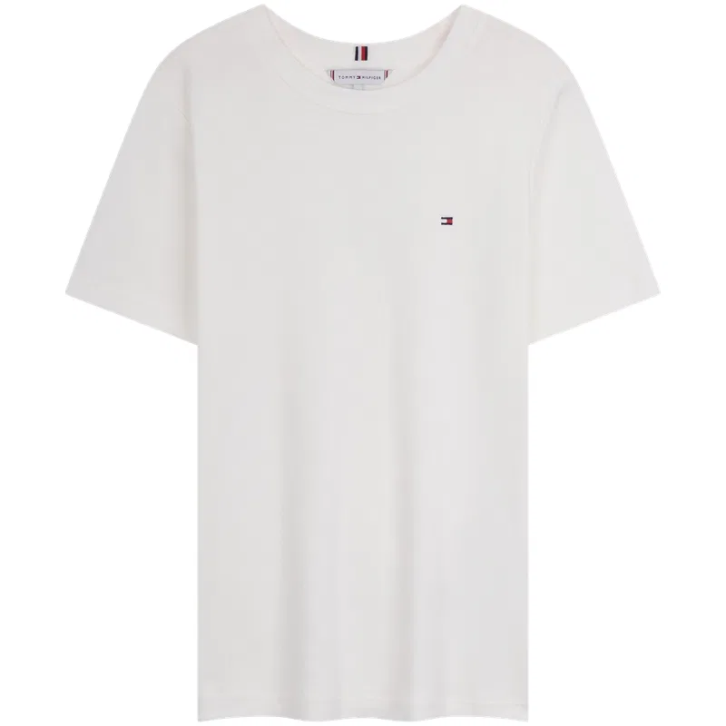 Футболка из хлопка с вышивкой флага Tommy Hilfiger, White Black Stripes 0X4 — фото 3