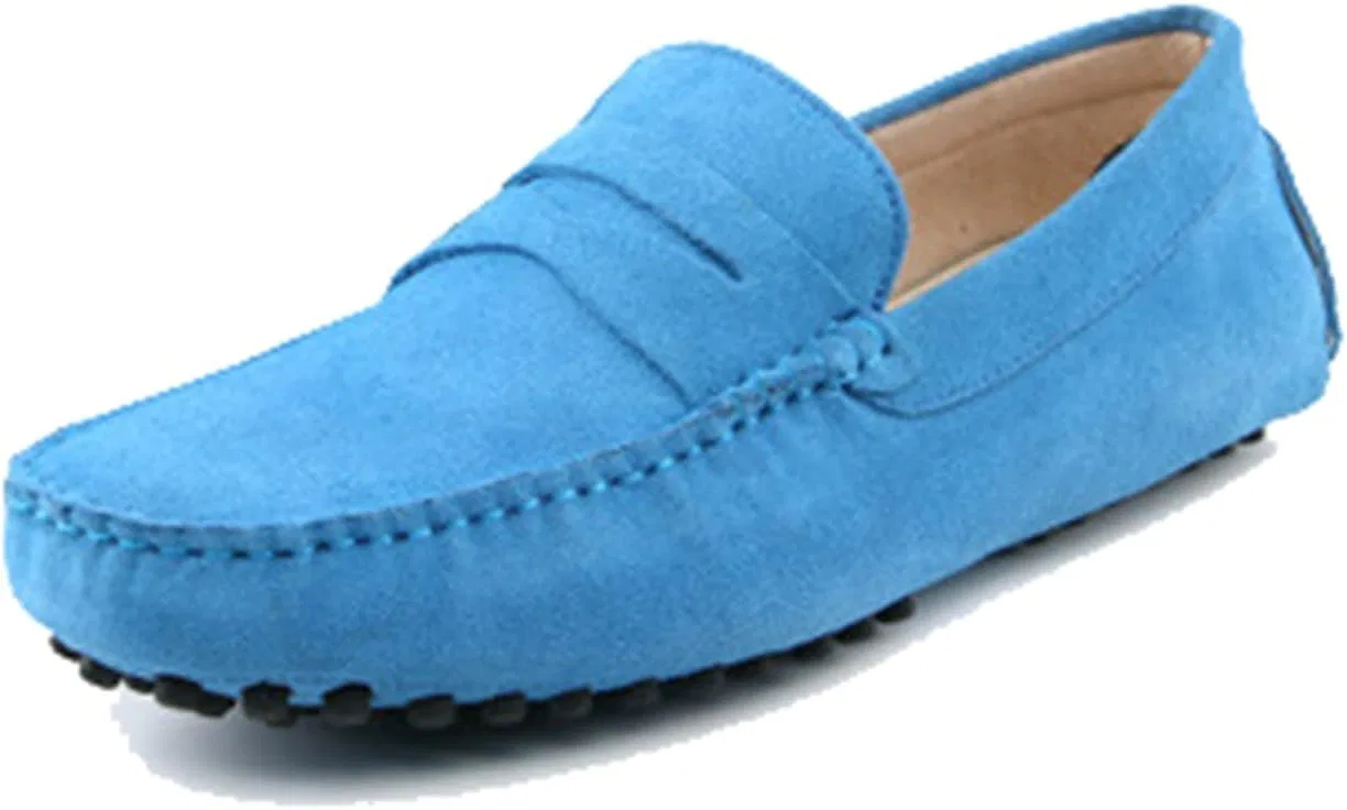 Мокасины замшевые мужские повседневные Loafers, небесно-голубой LITNERMIA