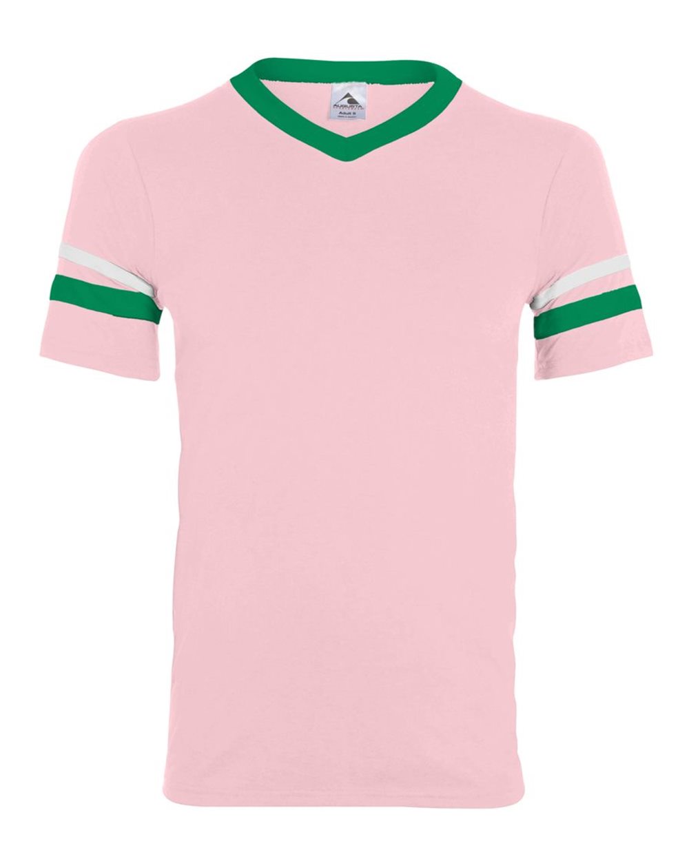 

Джерси с V-образным вырезом и полосатыми рукавами Augusta Sportswear, цвет light pink/ kelly/ white