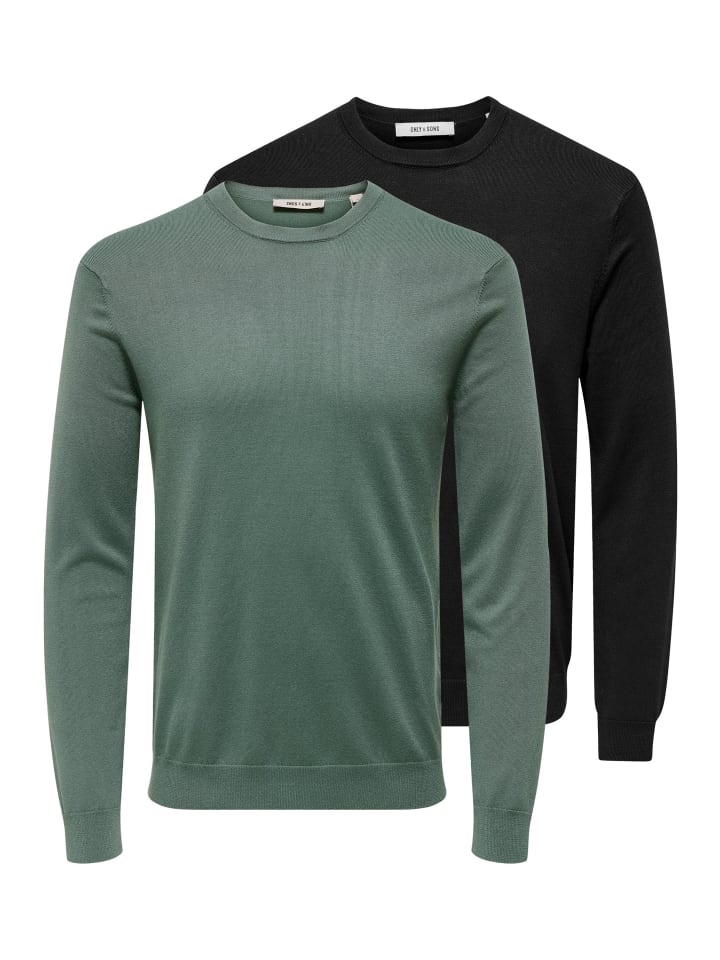 

ONLY & SONS Свитер Wyler черно-светло-зеленого цвета