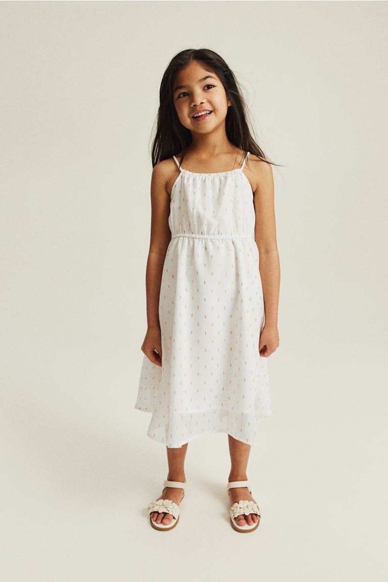 

Асимметричное шифоновое платье H&M, белый