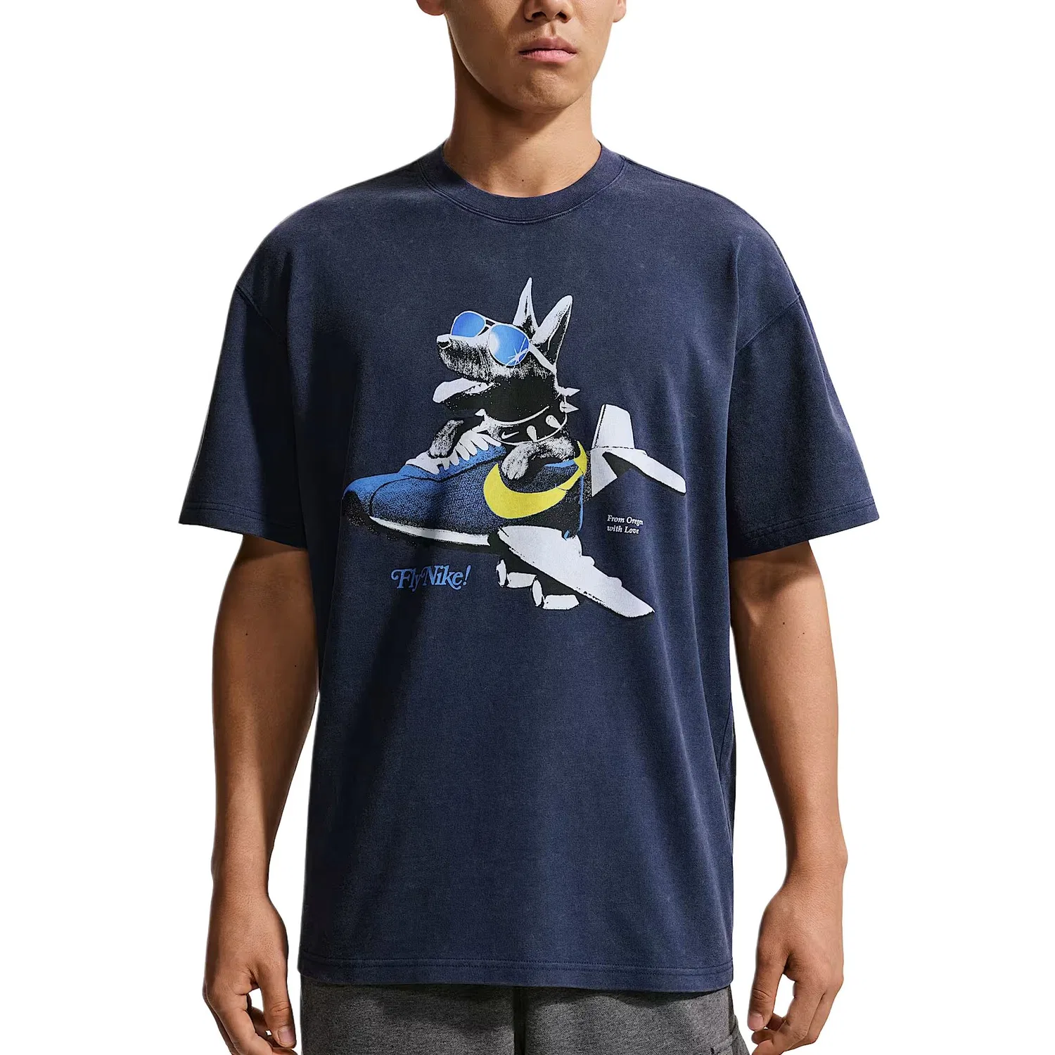 Футболка Sportswear для мужчин, темно-синяя, с круглым вырезом Nike, Dark Navy Blue
