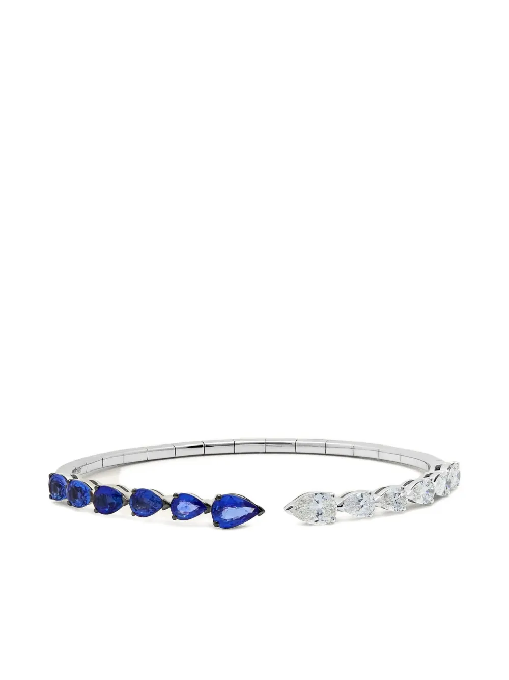 

Браслет-бэнгл из белого золота с сапфирами и бриллиантами Jewels Aficionado, серебяный