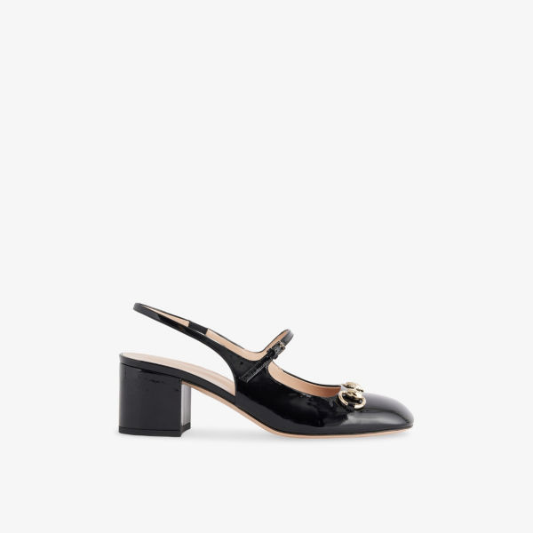 Туфли на каблуке Gucci Mary jane с металлической пряжкой, черный