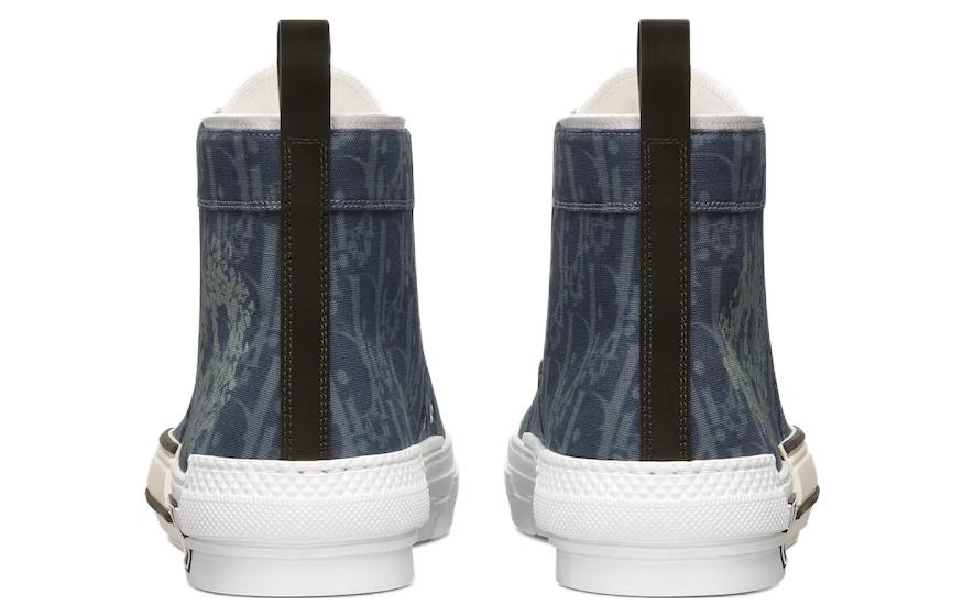 Кроссовки B23 High Top Синий Диагональный Принт И Знак Мира Слезы Деним DIOR — фото 4
