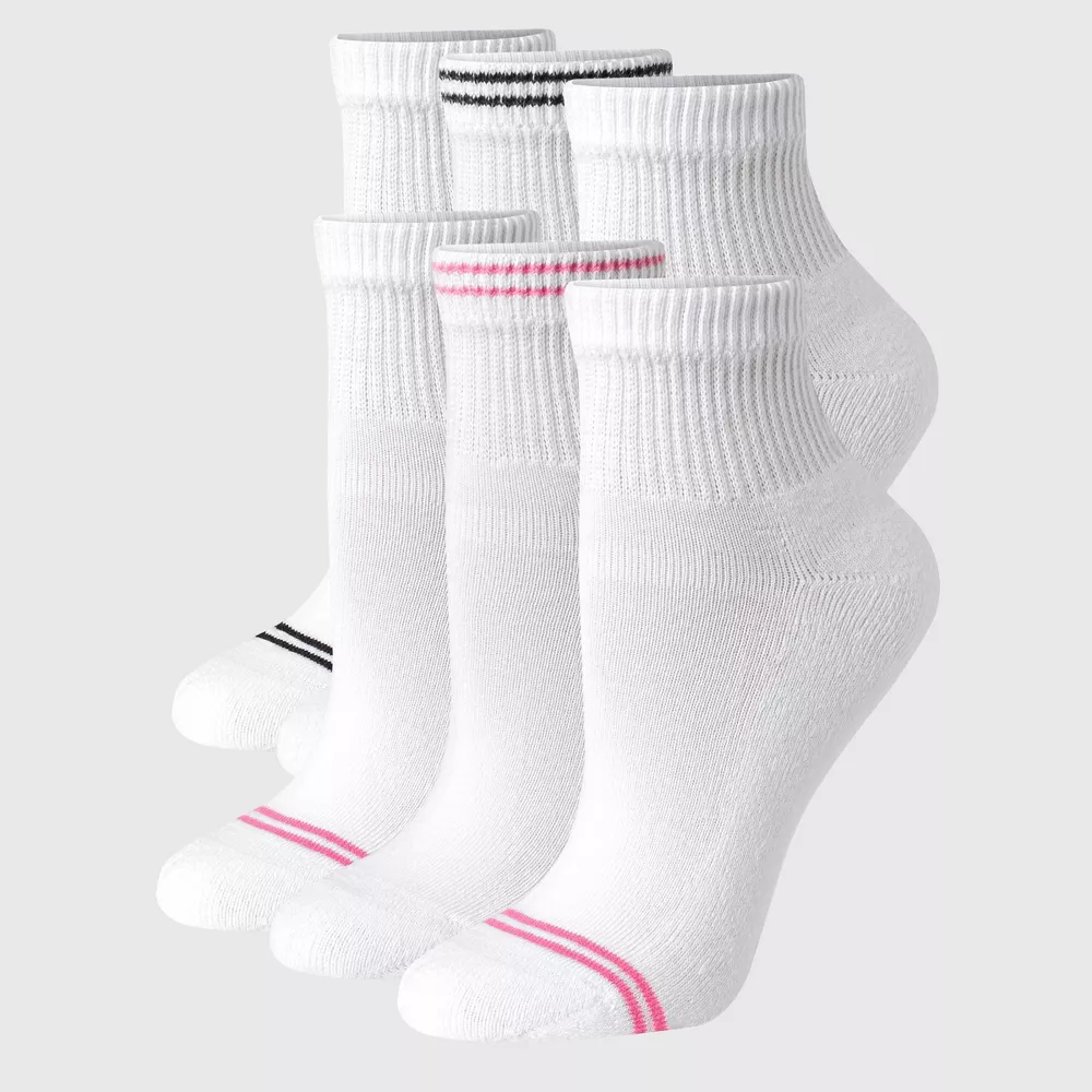 

Женские полосатые носки Hanes с мягкой подкладкой, 6 пар, цвет White/Pink/Black