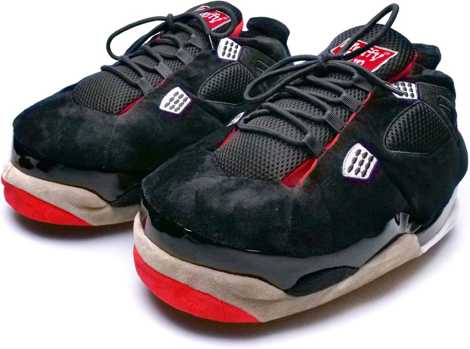 

Мягкие домашние тапочки-кроссовки для мужчин, женщин и детей (3 размера, M/L/XL 6,5-13) Fluffyfun, черный