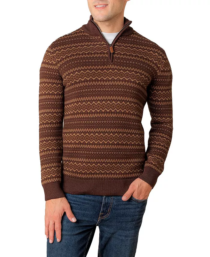 

Мужской органический полузастегивающийся свитер с интарсией Hope & Henry, коричневый