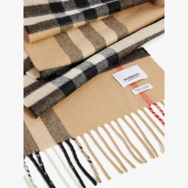 Кашемировый шарф Giant Check с бахромой Burberry, бежевый — фото 2