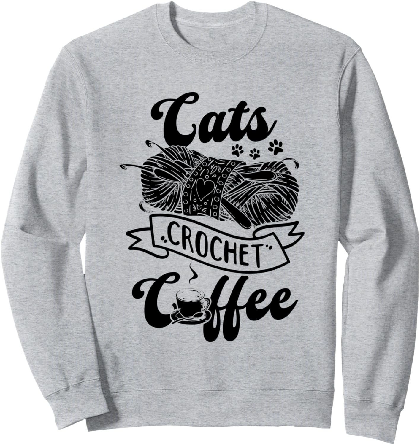

Вязаная кошка, кофе, любитель кошек, вязание крючком, вязаная толстовка Cat Owner Cat Lover Crocheting Crochet, серый