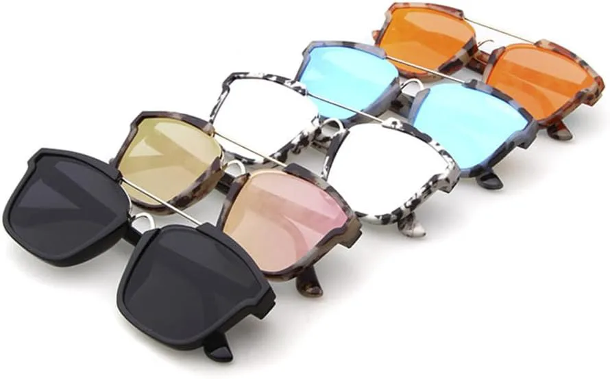 

Ретро-солнцезащитные очки с зеркальными линзами и плоской верхней частью, мужские и женские, винтажные солнцезащитные очки с защитой от УФ-излучения UV400 HDUBFY, C13