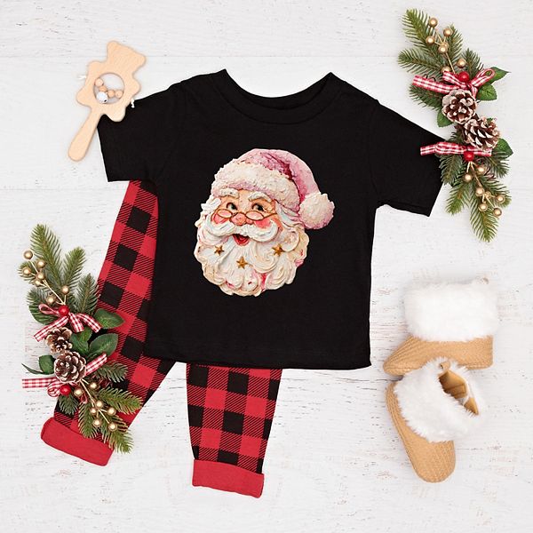 Футболка с принтом Santa face textured paint The Juniper Shop, Heather Red — фото 2