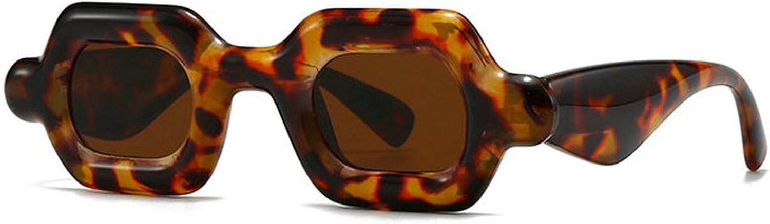 

Солнцезащитные очки COTIA Retro Y2K конфетных цветов, маленькие квадратные, женские, модный дизайн, уникальные, с широкими дужками, мужские, в стиле панк и хип-хоп, Leopard