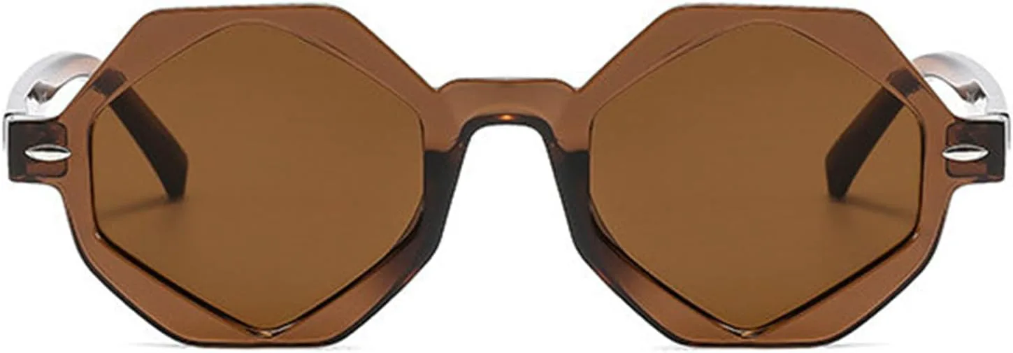 

Солнцезащитные очки Willochra Vintage Polygon Square с шестиугольными линзами, прозрачные, с защитой от УФ-излучения UV400, заклепками, для женщин и мужчин, F27, C3