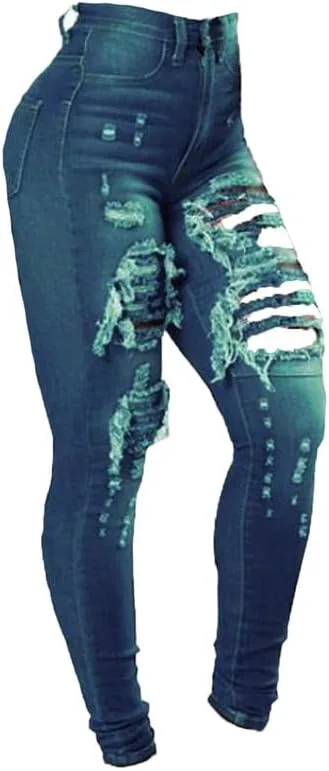Andongnywell Plus Size Женские джинсы Boyfriend Distressed Slim Fit — фото 3