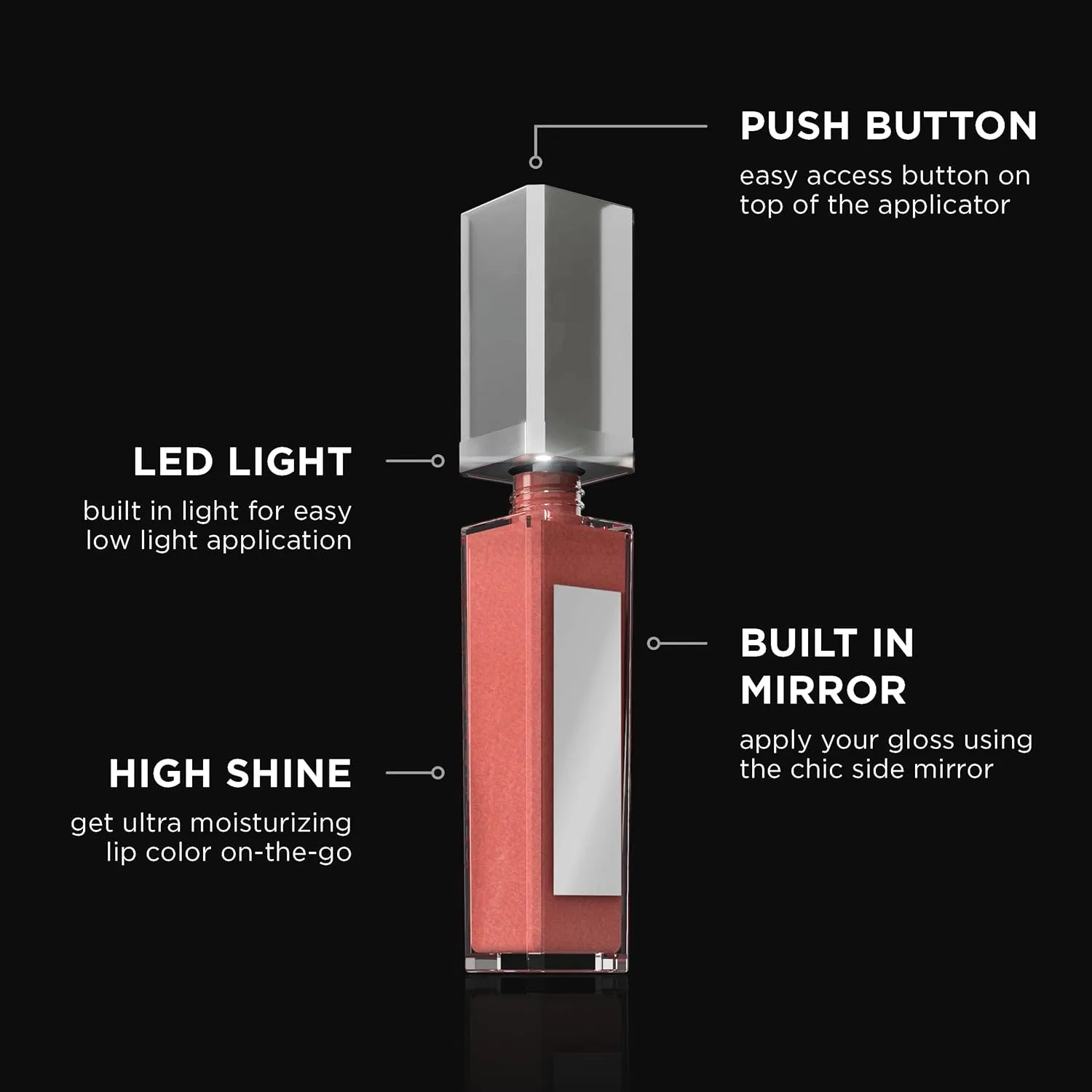 Блеск для губ Pure Cosmetics с LED-подсветкой и зеркалом, оттенок Razzmatazz, 0.3 fl oz — фото 3