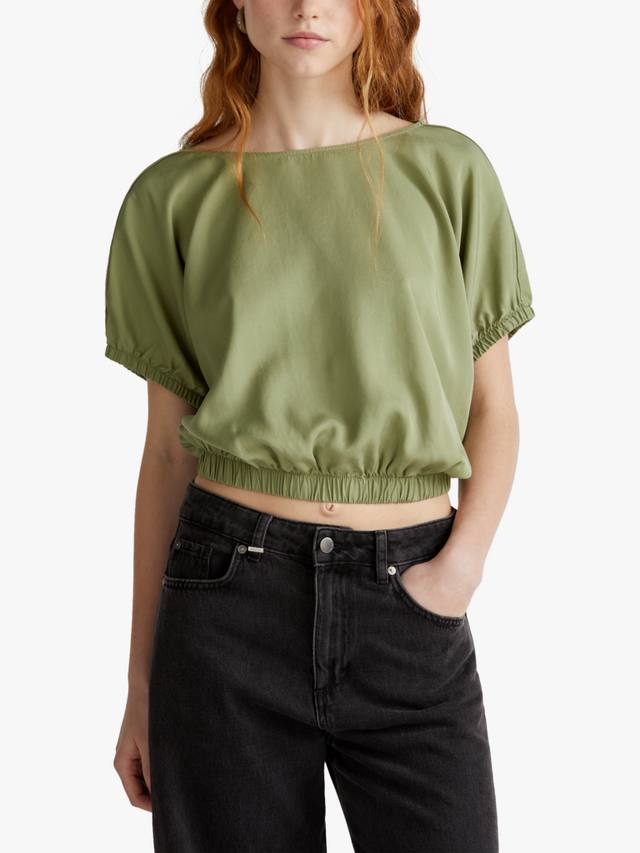 

Короткий топ с коротким рукавом Benetton, Olive Green
