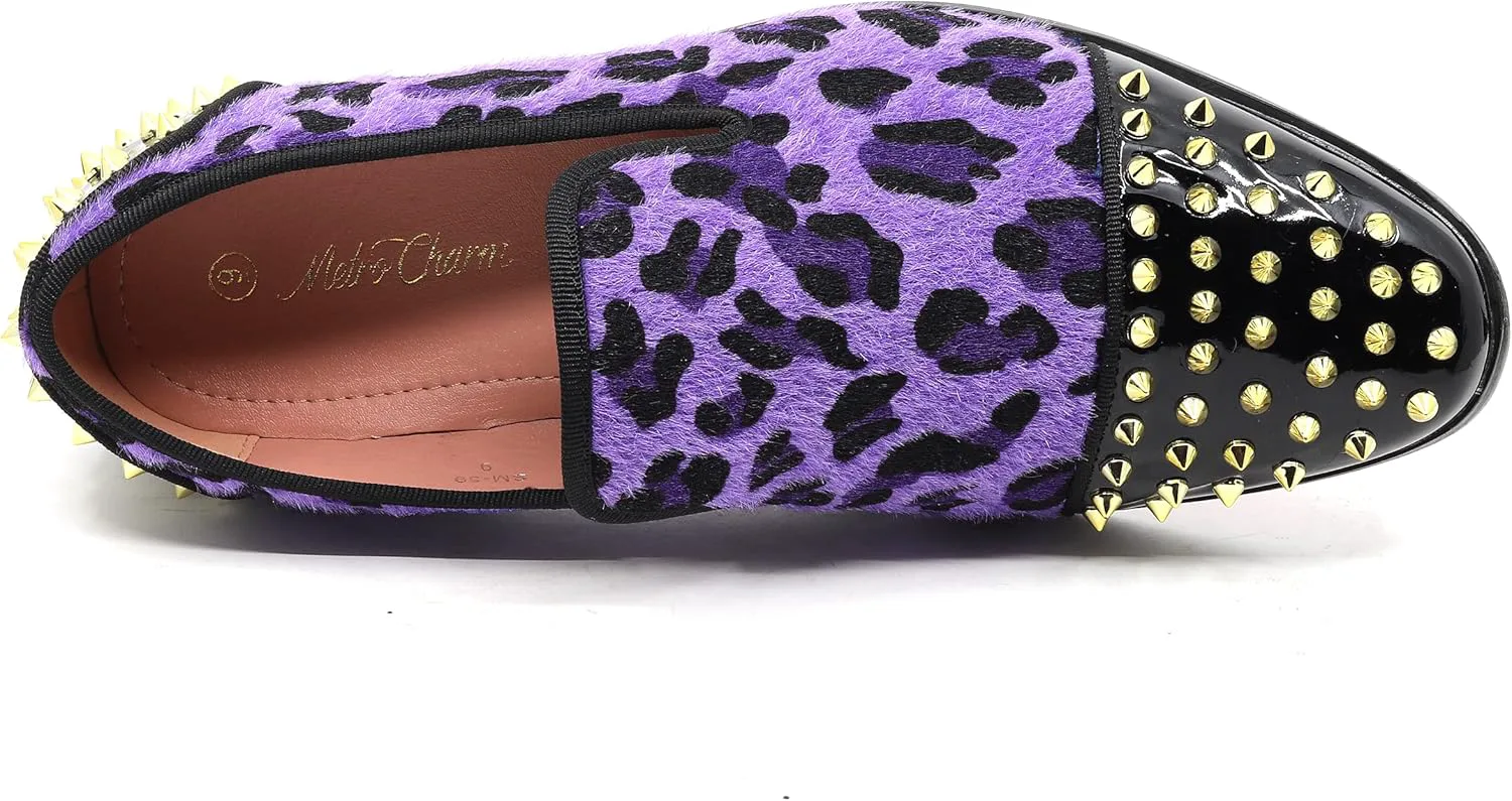

Мужские модные лоферы Metrocharm с леопардовым принтом и острым носком SM-59, фиолетовый
