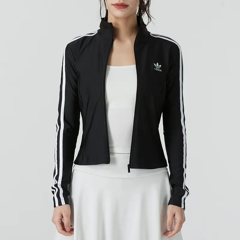 Adidas Originals Женская облегающая спортивная куртка Adidas Adicolor 3 Stripes, Black — фото 3