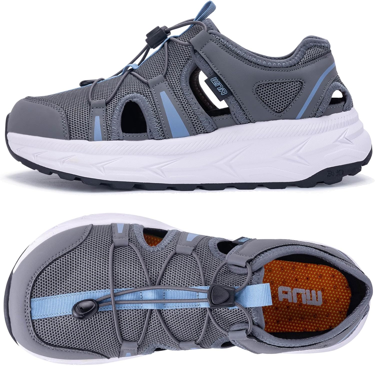 

Мужские туристические кроссовки широкого размера, с закрытым носком, нескользящие, спортивные сандалии, кроссовки для тенниса, повседневные удобные обувь для ходьбы, размеры US 8-13 Ahusir, серый