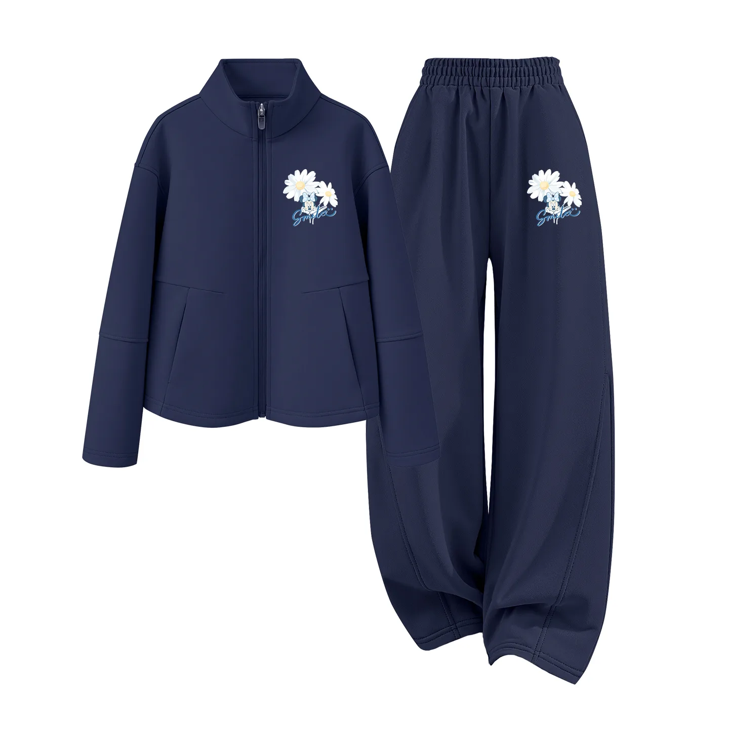 Детская повседневная спортивная футболка с круглым вырезом Disney, Dewi Flower K Navy Blue+Dewi Flower K Navy Blue
