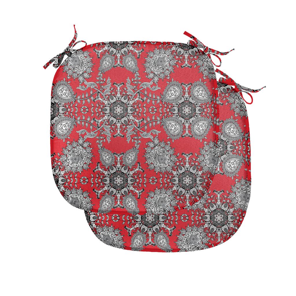 

Подушки для обеденного стула ABAKUHAUS Red Mandala, Paisley Doodle, декоративная водонепроницаемая подушка с ремнями для кухонных сидений, 40 см x 40 см — упаковка из 2 шт., Алый белый черный