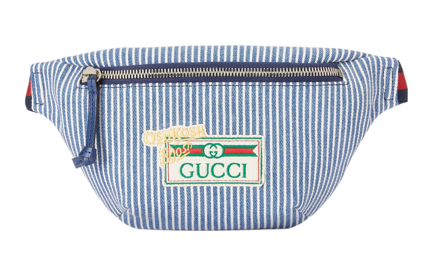 

Хлопковая поясная сумка обычная детская синий/слоновая кость белый GUCCI