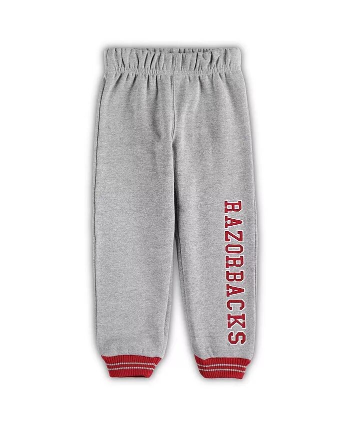 Пуловер с капюшоном и спортивные штаны Arkansas Razorbacks Poppies для мальчиков Cardinal серого цвета с бежевым рисунком Arkansas Razorbacks Colosseum, красный — фото 2