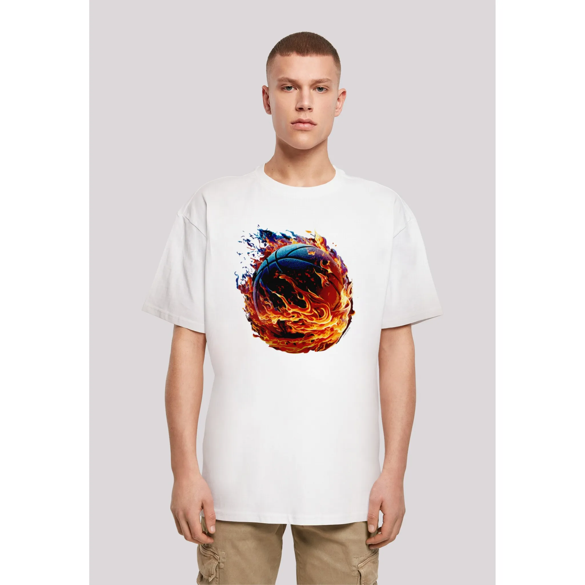 

Футболка F4NT4STIC "Basketball On Fire Sport OVERSIZE TEE", принт, белый