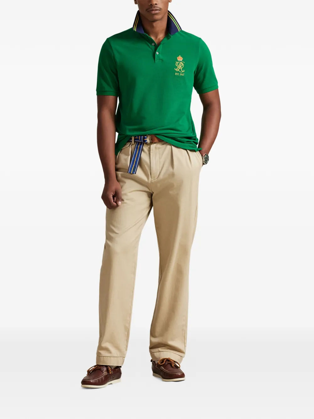 Поло с логотипом на пуговицах Polo Ralph Lauren, зеленый — фото 2