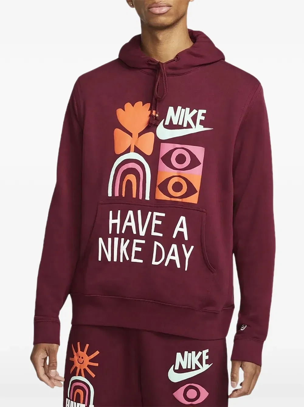 Толстовка с капюшоном и графическим принтом на шнуровке Nike, красный