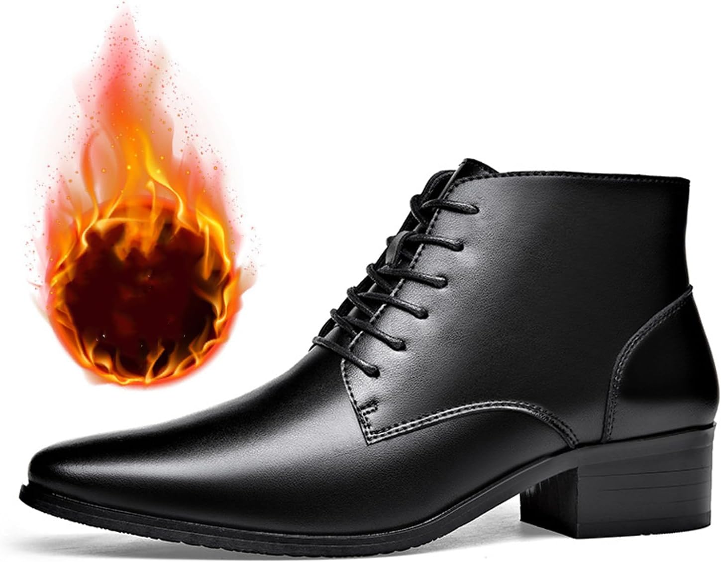 

Мужские кожаные челси с шнуровкой на массивном каблуке, классический заостренный носок, теплый мягкий внутренний материал, деловые, свадебные и формальные оксфорды Fifilapin, черный