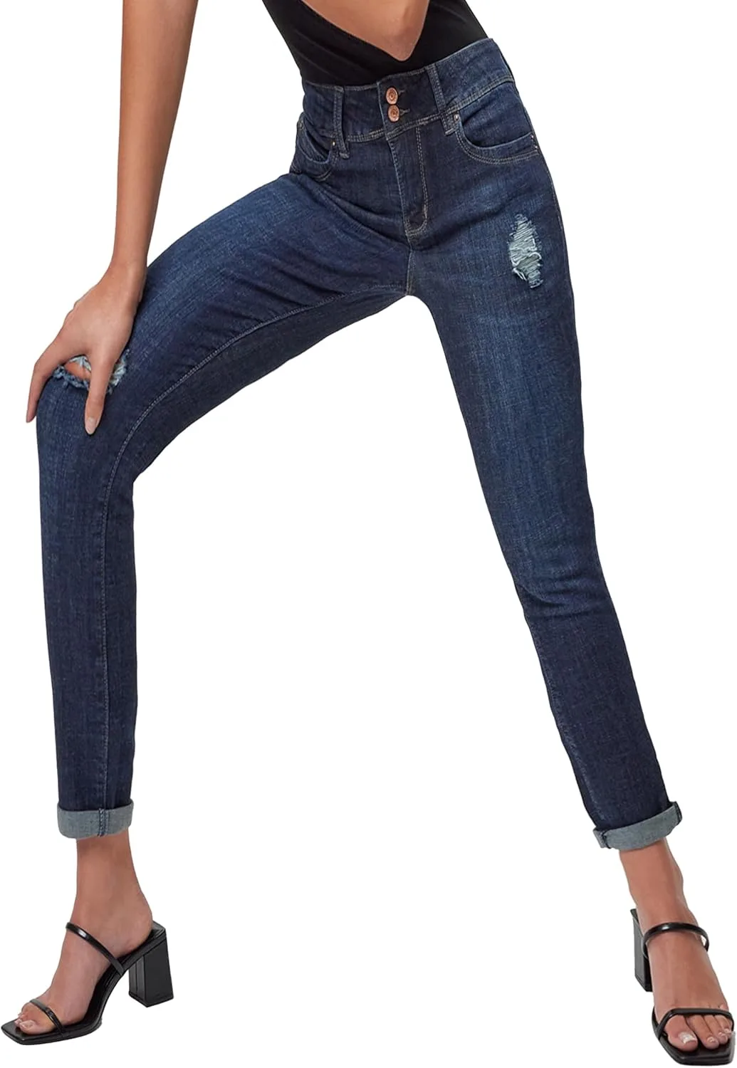 

YMI Women's YMI Jeans Junior Wannabettabutt джинсы с двумя пуговицами и манжетами на щиколотке