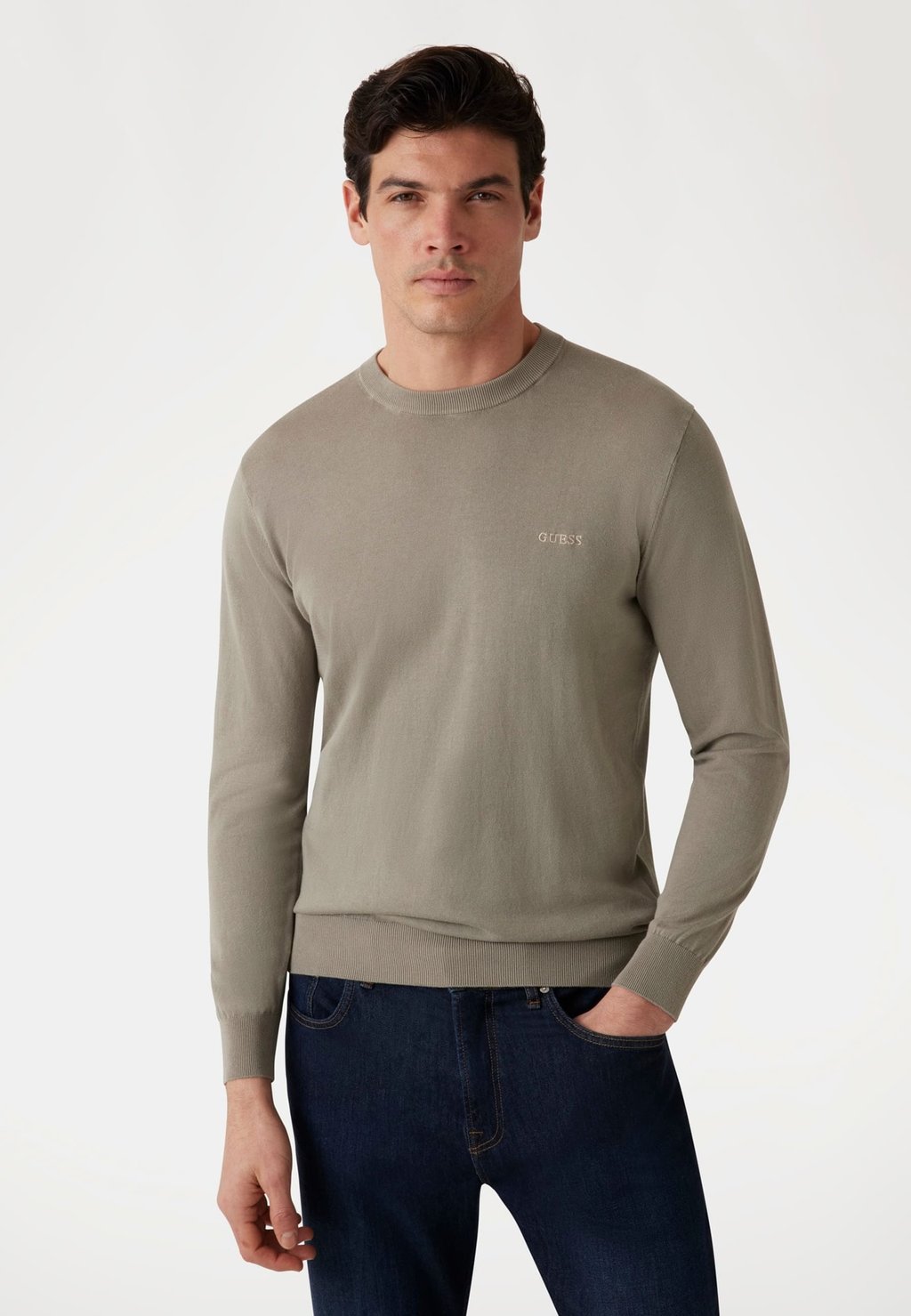 

Джемпер MIT SEITLICHER LOGOSTICKEREI Guess, оливковый