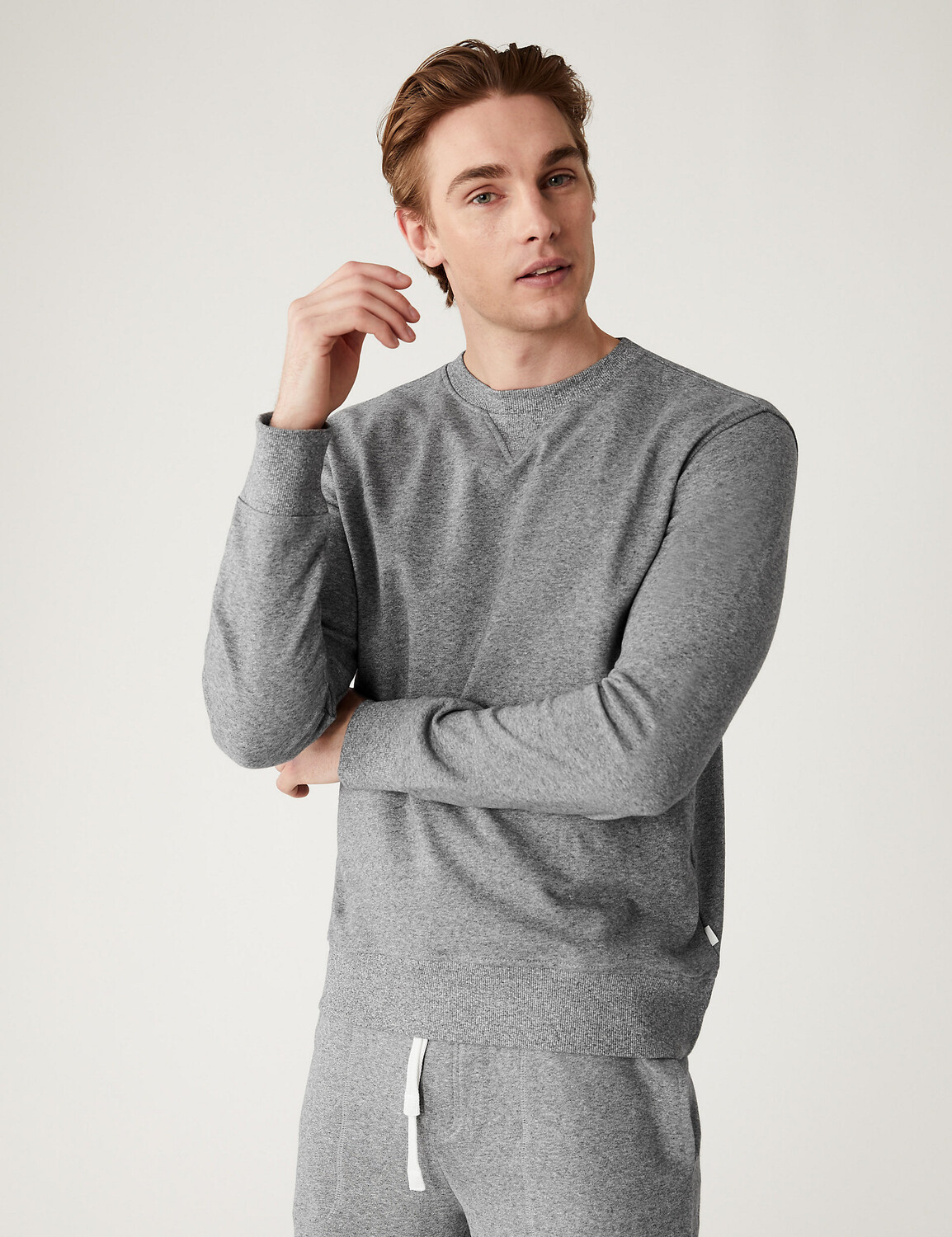 

Толстовка из чистого хлопка с круглым вырезом Marks & Spencer