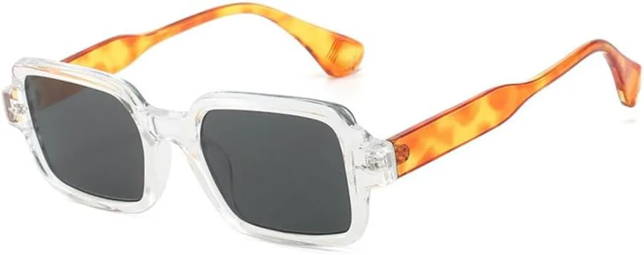 

Маленькие квадратные солнцезащитные очки для мужчин и женщин, дорожные солнцезащитные очки в винтажном ретро-стиле с защитой от УФ-излучения UV400 MTZJH, Transparent