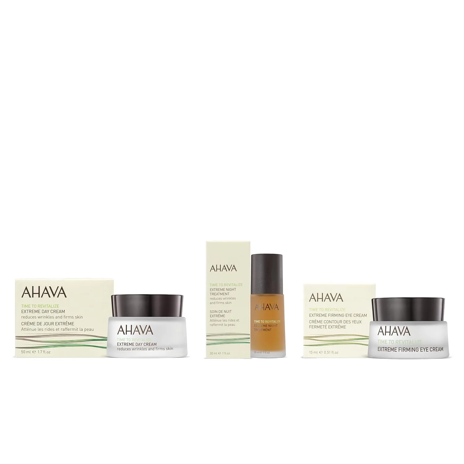 Набор AHAVA Extreme включает в себя дневной крем Extreme, ночной крем Extreme и укрепляющий крем для глаз Extreme. — фото 2