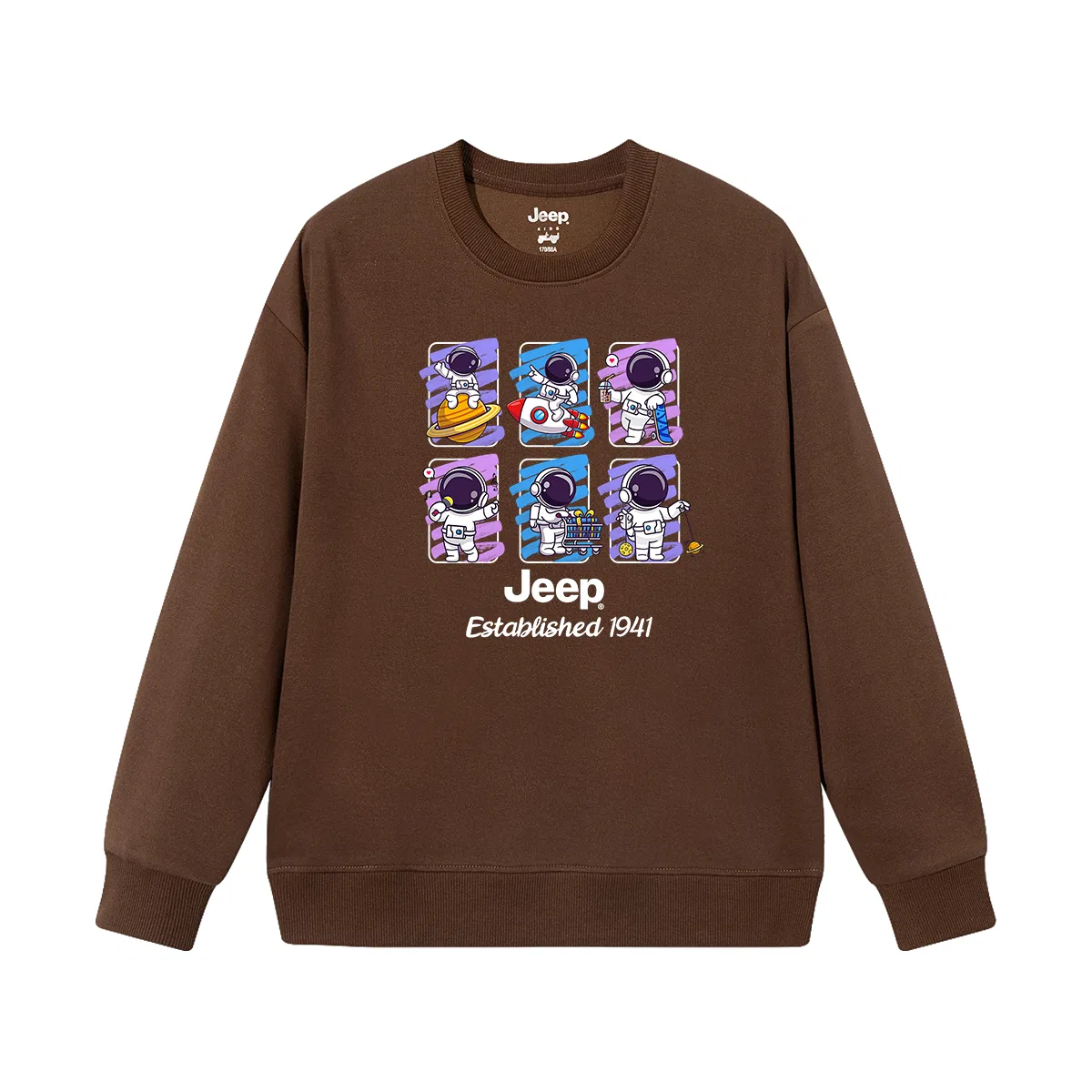 Свитшот детский с круглым вырезом утепленный Grade School Jeep, Coffee[Fleece-Lined]