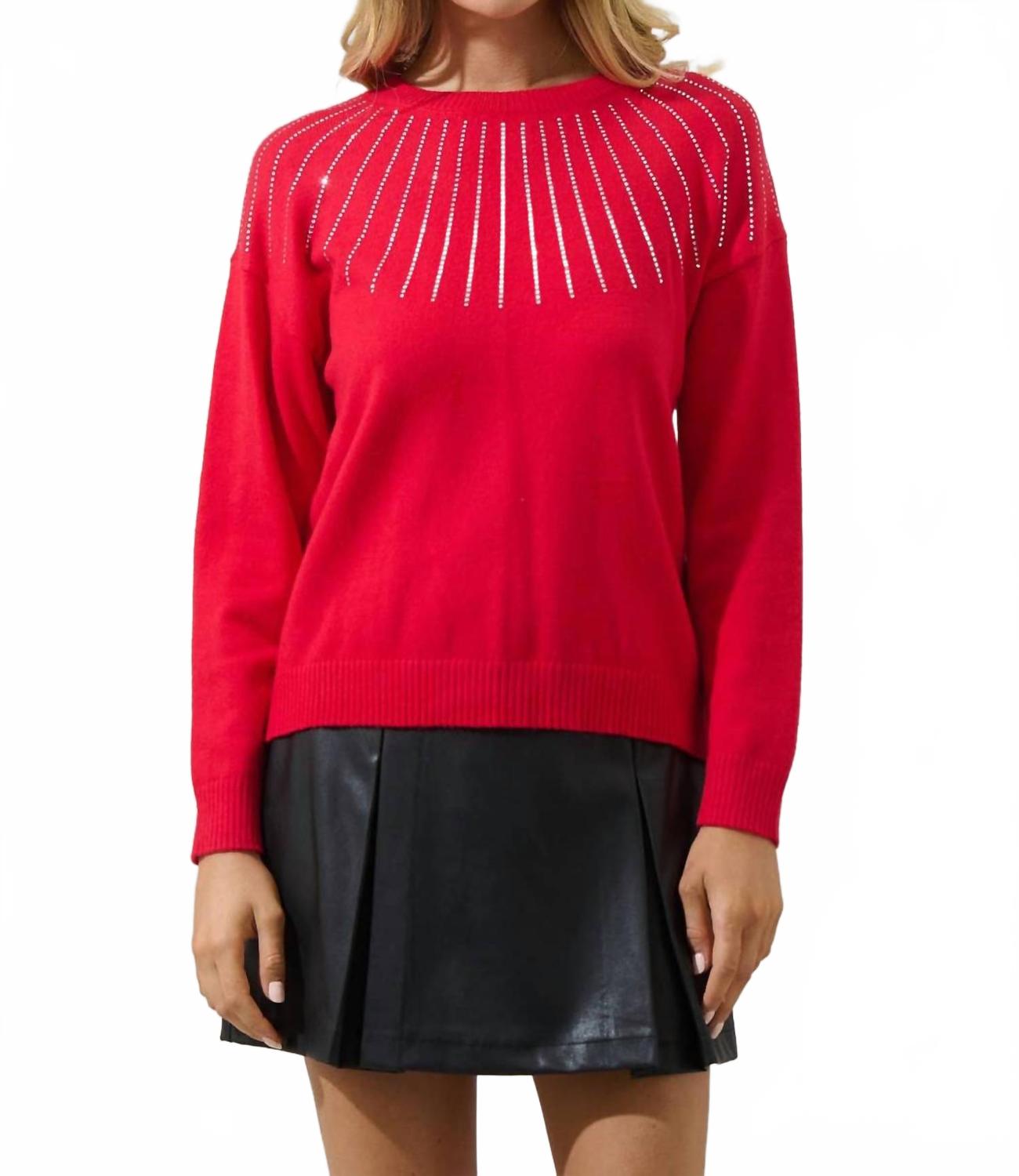 

SUGARLIPS Вязаный свитер Shanice с круглым вырезом и стразами, красный