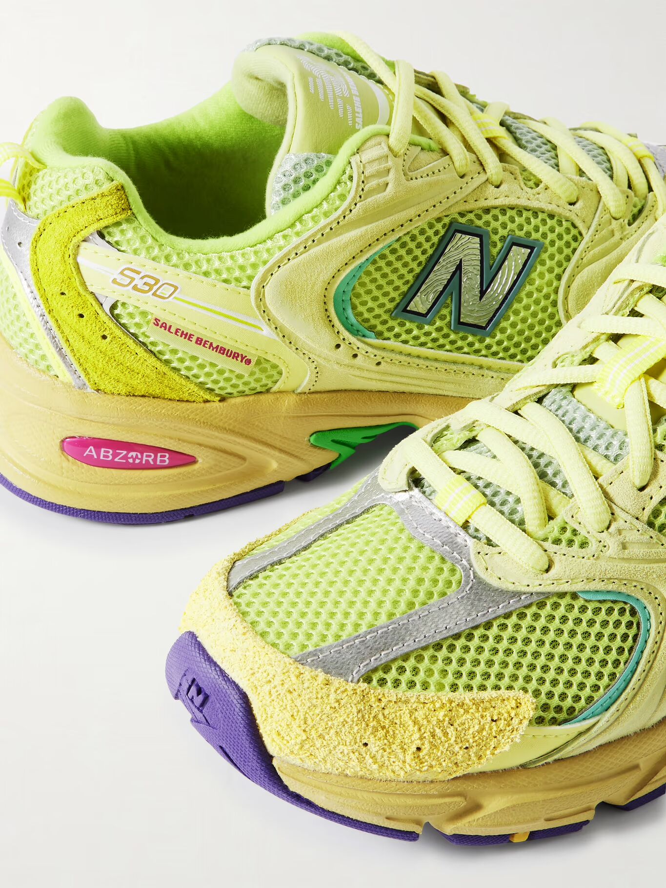 

Кроссовки Salehe Bembury 530 из кожи, замши и нубука с сетчатой ​​отделкой NEW BALANCE, зеленый