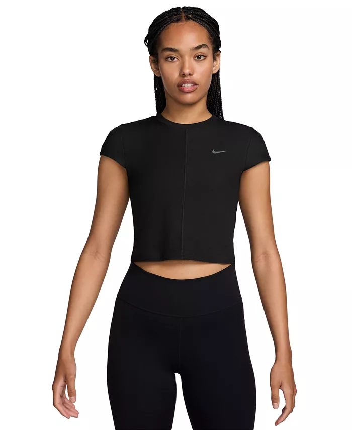 

Женский облегающий укороченный топ One Fitted Rib Dri-FIT Nike, черный