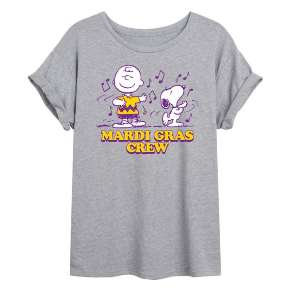 

Футболка Juniors peanuts mardi gras crew большого размера Licensed Character, серый