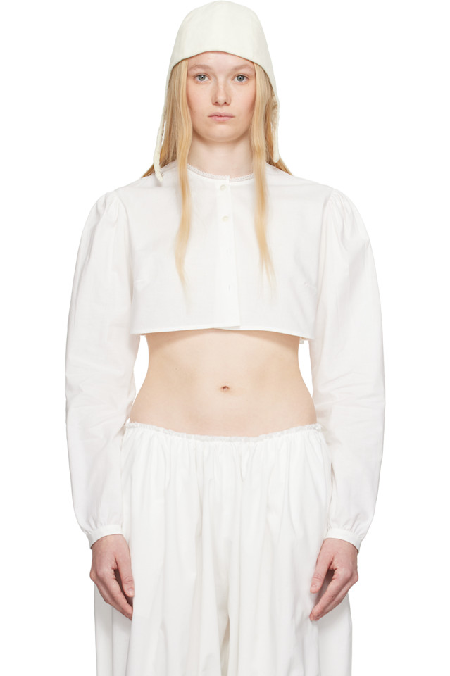 

Хлопковая блуза Crop Colleen Allen, белый
