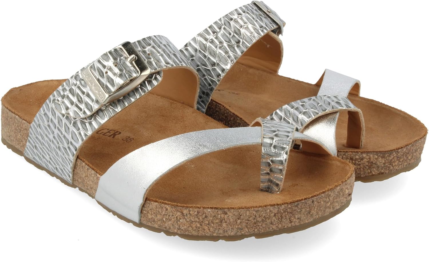 

Сандалии HAFLINGER Juno из элегантной кожи с резиновой подошвой и стелькой из пробкового латекса, унисекс, серебро