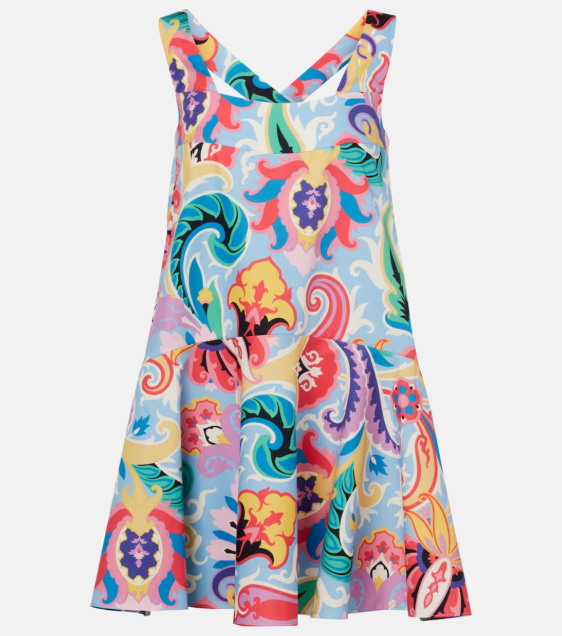 

Мини-платье из принтованного хлопка Etro, Print On Blue Base